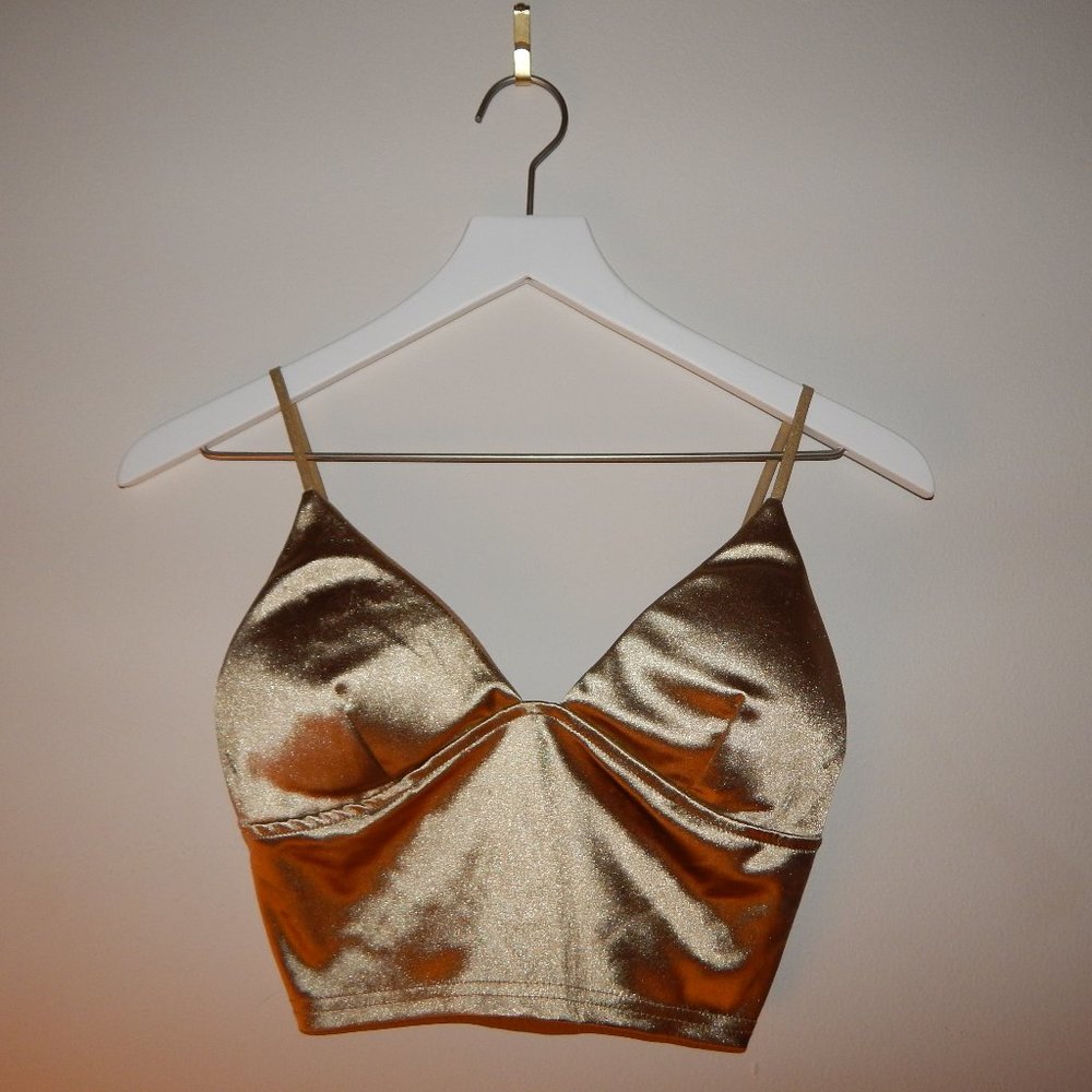 Gold Spaghetti Strap Crop Top